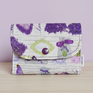 Pénztárca textil levendula mintával lila 12x9,5 cm, Táska & Tok, Pénztárca & Más tok, Pénztárca, Női pénztárca, Varrás, MESKA