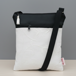 2in1 válltáska alkalmi oldaltáska hímzett mintával alkalmi fekete 20x23 cm, Táska & Tok, Kézitáska & válltáska, Vállon átvethető táska, Varrás, MESKA