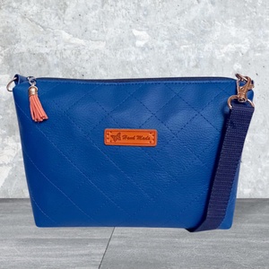 Rohangálós válltáska oldaltáska 2in1 steppelt mintával kék textilbőr 23x15 cm - Meska.hu