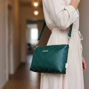 2in1 válltáska oldaltáska steppelt mintával zöld 23x15 cm - táska & tok - kézitáska & válltáska - vállon átvethető táska - Meska.hu