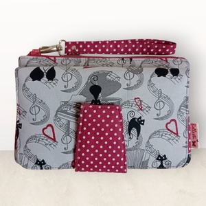  4in1 univerzális pénztárca kézi táska telefontartó kártyatartó cica mintás szürke, Táska & Tok, Pénztárca & Más tok, Pénztárca, Női pénztárca, Varrás, MESKA