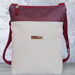 2in1 válltáska alkalmi oldaltáska metál lila hímzett mintával 20x23 cm, Táska & Tok, Kézitáska & válltáska, Vállon átvethető táska, Varrás, MESKA