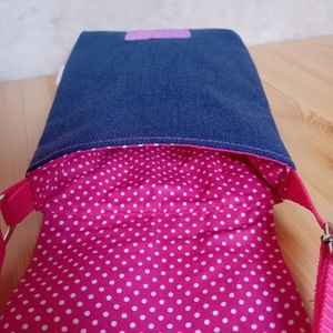 Gyerek farmer oldaltáska - rózsaszínű-pink virágok - táska & tok - kézitáska & válltáska - vállon átvethető táska - Meska.hu