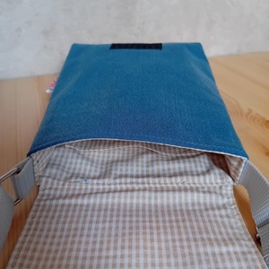 Gyerek farmer oldaltáska válltáska cicával és lufival - táska & tok - kézitáska & válltáska - vállon átvethető táska - Meska.hu