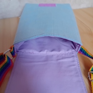 Gyerek farmer oldaltáska válltáska  színes virágokkal pillangókkal - táska & tok - kézitáska & válltáska - vállon átvethető táska - Meska.hu