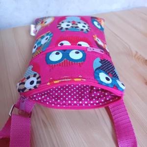 Gyerek táska textil válltáska pink alapon baglyok 15x20 cm - táska & tok - kézitáska & válltáska - tarisznya - Meska.hu