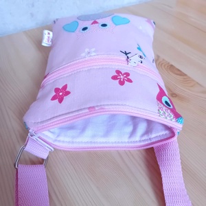 Gyerek táska textil válltáska rózsaszín baglyos 15x20 cm - táska & tok - kézitáska & válltáska - tarisznya - Meska.hu