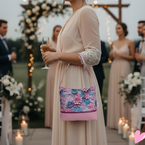 Alkalmi, parti táska szett - virágmintás/rózsaszín - táska & tok - táska szett - Meska.hu