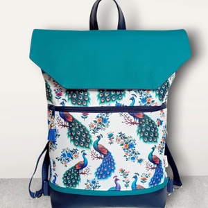 4in1 univerzális hátitáska oldaltáska páva mintás kék 30x35 cm - Meska.hu