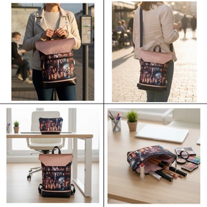 4in1 univerzális hátitáska oldaltáska elegáns mintával fekete/bronz 30x35 cm - táska & tok - variálható táska - Meska.hu