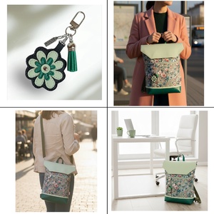 4in1 univerzális hátitáska oldaltáska kulcstartó szett zöld/menta 30x35 cm - táska & tok - variálható táska - Meska.hu