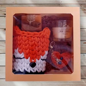 Horgolt róka ajándékszett, narancssárga - otthon & életmód - tárolás & rendszerezés - tárolókosár - Meska.hu