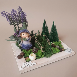 Tavaszi, nyári asztaldísz - levendula sapkás kislány, Otthon & Életmód, Virágdekoráció, Virágdíszek, Asztali virágdísz, Virágkötés, Mindenmás, MESKA