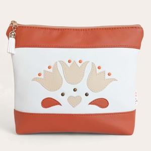 Neszesszer univerzális bármitartó tulipán párta mintás - terrakotta 23x18 cm, Táska & Tok, Neszesszer, Varrás, MESKA