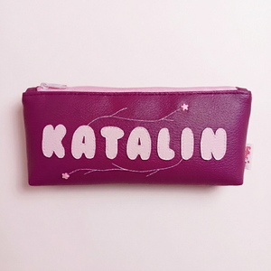 Névre szóló tolltartó szemüvegtok sminktartó textilbőrből 22x9 cm - Meska.hu