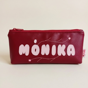 Névre szóló tolltartó szemüvegtok sminktartó textilbőrből 22x9 cm - Meska.hu