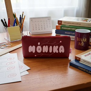 Névre szóló tolltartó szemüvegtok sminktartó textilbőrből 22x9 cm - táska & tok - neszesszer - Meska.hu