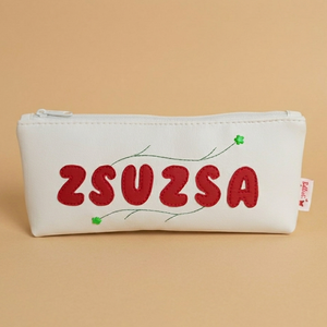 Névre szóló tolltartó szemüvegtok sminktartó textilbőrből 22x9 cm - Meska.hu