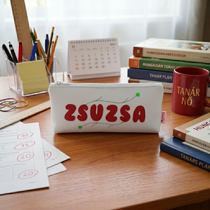 Névre szóló tolltartó szemüvegtok sminktartó textilbőrből 22x9 cm - táska & tok - neszesszer - Meska.hu