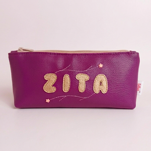 Névre szóló tolltartó szemüvegtok sminktartó textilbőrből 22x9 cm - Meska.hu