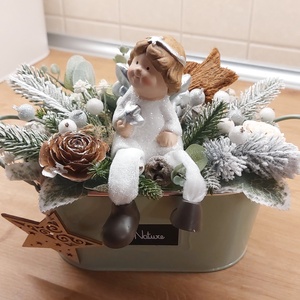 Adventi asztalidísz angyalkával - karácsony - adventi díszek - adventi asztaldísz - Meska.hu