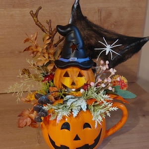 Halloween tökös szörnyen rémséges asztalidísz - otthon & életmód - dekoráció - halloween - halloweeni asztaldísz - Meska.hu