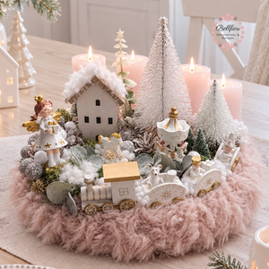 Adventi asztalidísz vidám téli játszótérrel,angyalkával - Meska.hu