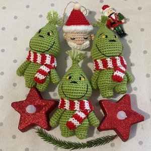 Horgolt grincs figura  - karácsony - karácsonyi lakásdekoráció - karácsonyi manók, figurák - Meska.hu