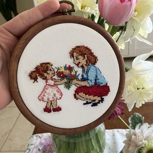 Anyák napi keresztszemes hímzett falikép, Otthon & Életmód, Dekoráció, Kép & Falikép, 3d képek, Hímzés, MESKA