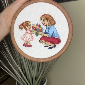 Anyák napi keresztszemes hímzett falikép - otthon & életmód - dekoráció - kép & falikép - 3d képek - Meska.hu