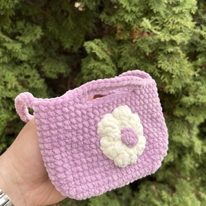 Horgolt virágos kistáska - táska & tok - pénztárca & más tok - pénztárca - gyerek pénztárca - Meska.hu