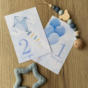 Mérföldkőkártya fiúknak - pasztellszínű design - ruha & divat - babaruha & gyerekruha - babafotózási ruha és kellék - Meska.hu
