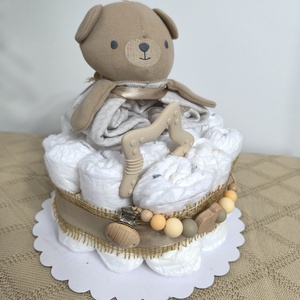 Unisex pelenkatorta natúr színekben  babaajándék kislánynak vagy kisfiúnak - Meska.hu