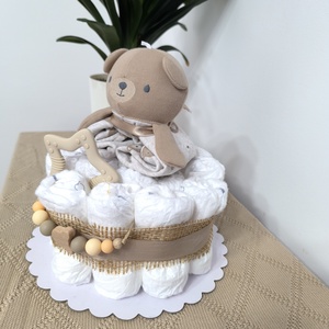 Unisex pelenkatorta natúr színekben  babaajándék kislánynak vagy kisfiúnak - játék & sport - babalátogató ajándékcsomag - Meska.hu