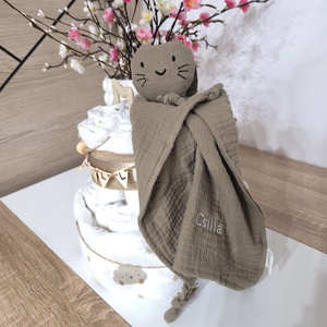 Natúr stílusú, egyedi pelenkatorta névvel � babalátogató ajándék - baba - mama - pelenkázó, babafürdető kellékek - pelenkatorta - Meska.hu