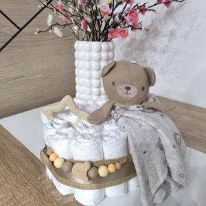 Unisex pelenkatorta natúr színekben � babaajándék kislánynak vagy kisfiúnak, Baba - mama, Pelenkázó, babafürdető kellékek, Pelenkatorta, , MESKA