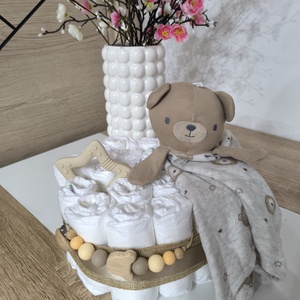 Unisex pelenkatorta natúr színekben � babaajándék kislánynak vagy kisfiúnak - baba - mama - pelenkázó, babafürdető kellékek - pelenkatorta - Meska.hu