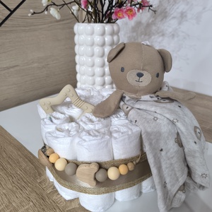 Unisex pelenkatorta natúr színekben � babaajándék kislánynak vagy kisfiúnak - baba - mama - pelenkázó, babafürdető kellékek - pelenkatorta - Meska.hu