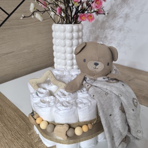 Unisex pelenkatorta natúr színekben � babaajándék kislánynak vagy kisfiúnak - baba - mama - pelenkázó, babafürdető kellékek - pelenkatorta - Meska.hu