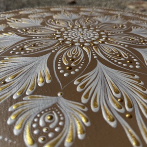 Arany Harmónia Mandala - 50 cm  - művészet - festmény - akril - Meska.hu