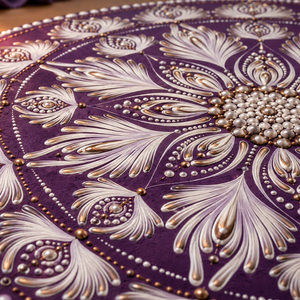 Lila Harmónia Mandala-50 cm  - művészet - festmény - akril - Meska.hu