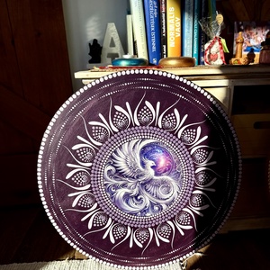 Főnix Mandala- 50 cm  - művészet - festmény - akril - Meska.hu