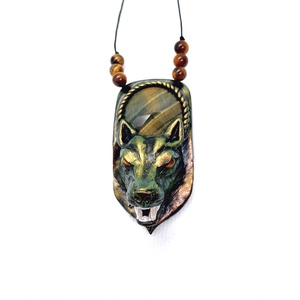 Farkas amulett ásvánnyal  - ékszer - nyaklánc - medálos nyaklánc - Meska.hu