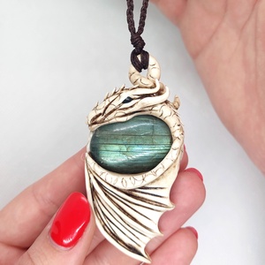 Sárkány amulett labradorit ásvánnyal , Ékszer, Nyaklánc, Medálos nyaklánc, Ékszerkészítés, MESKA