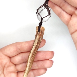 Agancs amulett hegyikristály ásvánnyal  - otthon & életmód - dekoráció - spiritualitás - Meska.hu