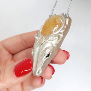 Szarvas amulett citrin ásvánnyal  - ékszer - nyaklánc - medálos nyaklánc - Meska.hu