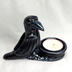 Varjú mécsestartó labradorittal  - otthon & életmód - gyertya, illat, aroma - mécses és mécsestartó - Meska.hu