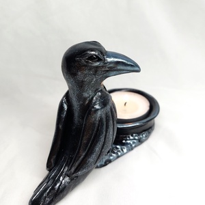 Varjú mécsestartó labradorittal  - otthon & életmód - gyertya, illat, aroma - mécses és mécsestartó - Meska.hu