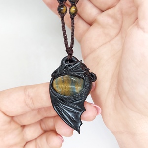 Sárkány amulett tigrisszem-sólyomszem ásvánnyal - Meska.hu