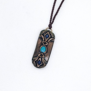Vajra amulett türkiz, turmalin és kianit ásvánnyal  - ékszer - nyaklánc - medálos nyaklánc - Meska.hu